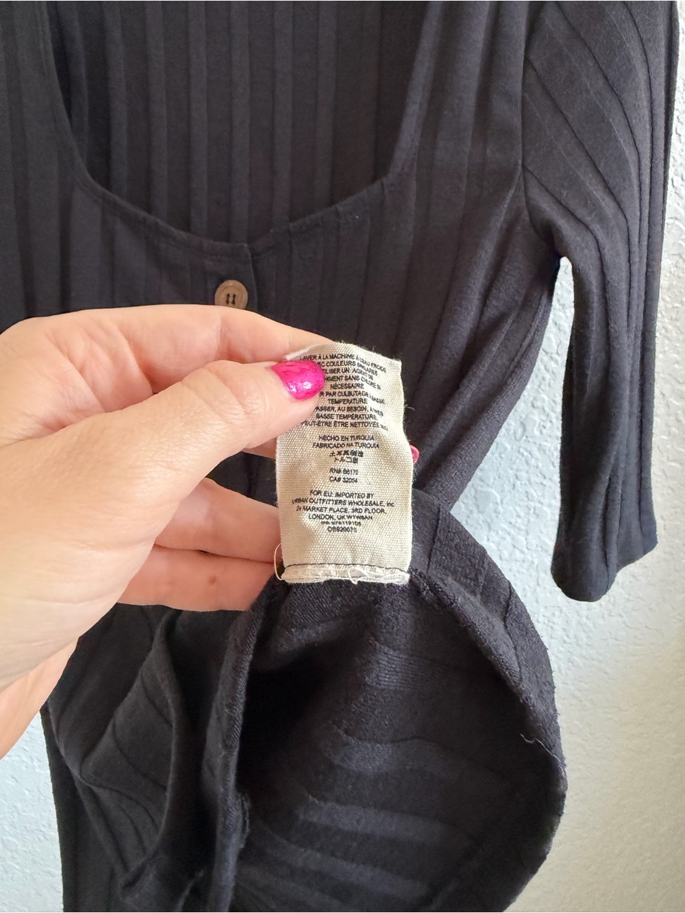 Free People Central Park Top Ribbed Button Front Black Small - Picture 4 of 5